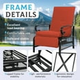 thumbnail image 5 of SOLAURA Outdoor Patio Lounge Chair, Adjustable Recliner with Retractable Metal Frame and Removable Thick Red Cushions - Set of 2, 5 of 9