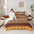 thumbnail image 4 of Feelyou Western Boho Aztec Queen Comforter Set for Teens, Orange Tribal Square Bedding Sets, Vintage Fashion Style Reversible Bedding Comforter Set, Breathable Home Decor, 3pcs, 4 of 8
