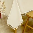 thumbnail image 6 of High Quality Tablecloths for Rectangle Tables, Cotton Linen TableCloth Waterproof Tablecloth Wrinkle Free Farmhouse Dining Table Cover, Soft Fabric Table Cloths with Tassels, 6 of 10