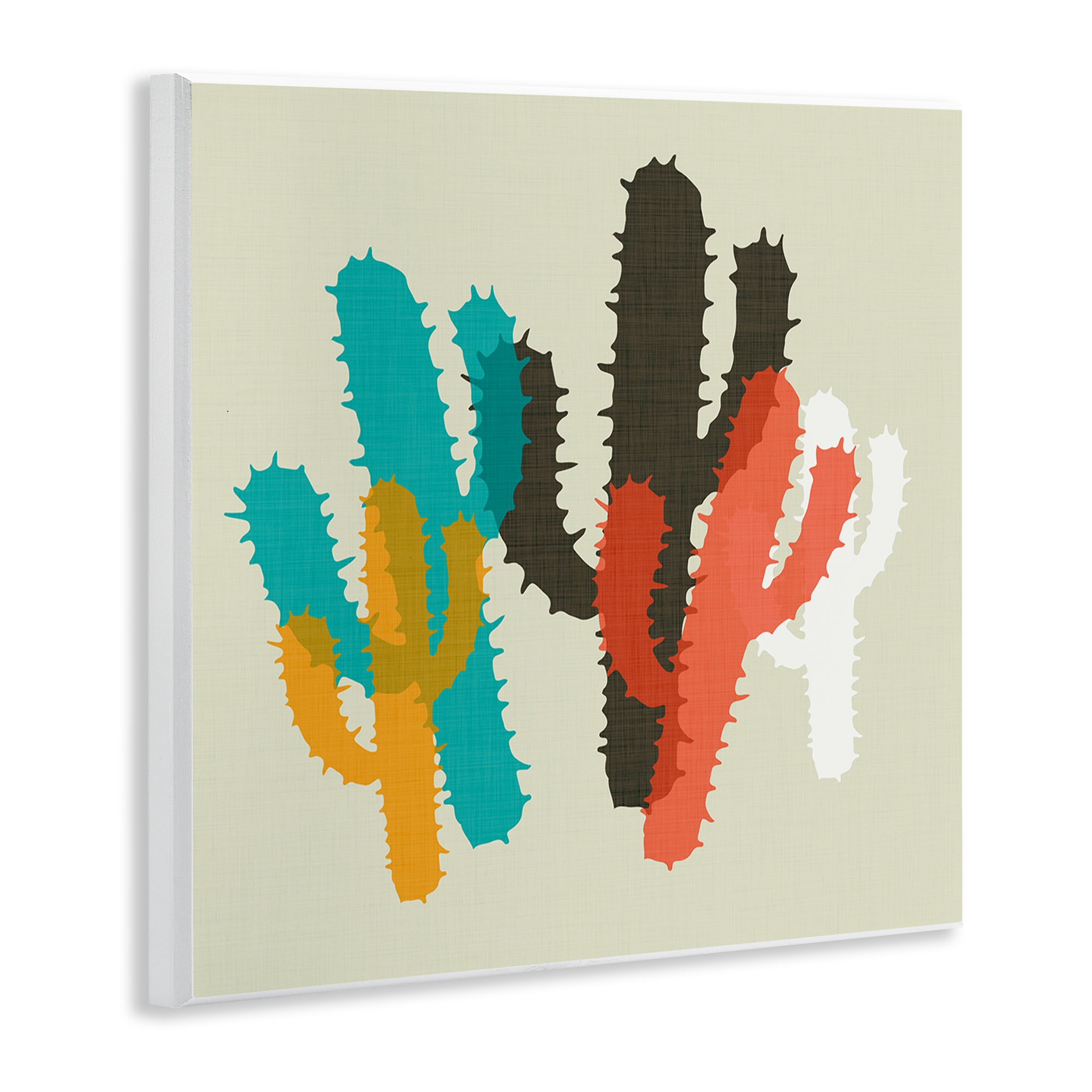 Stupell Industries Layered Bold Cacti Botanical & Floral Painting Unframed Art Print Wall Art, 12 x 12