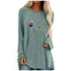 thumbnail image 1 of Camiseta de manga larga informal suelta con cuello redondo y estampado de color liso para mujer Fridja  hj1759, 1 of 4