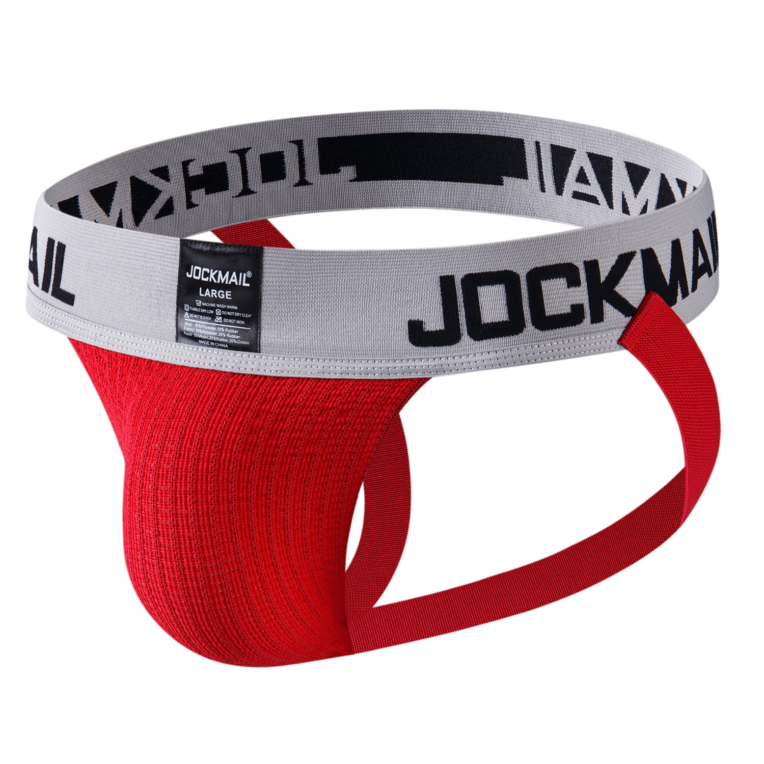 MIZOK Men's Jockstraps Sexy Jock Strap Breathable Mesh Underwear Red M ...