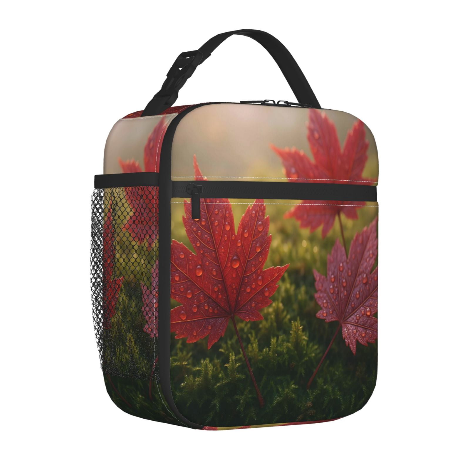 Lunch Bag For Women Men Insulated Portable Lunch Box Bento Box Office Picnic Travel Cooler Bag Autumn Leaves Closeup