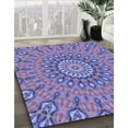 thumbnail image 3 of Ahgly Company Machine Washable Indoor Round Transitional Slate Blue Area Rugs, 7' Round, 3 of 7