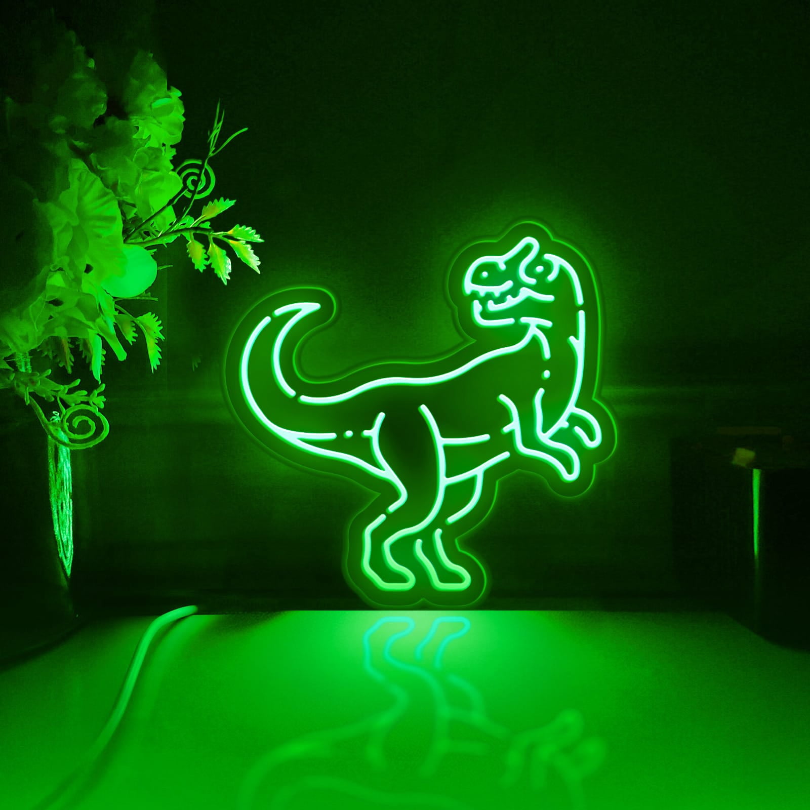 Dinosaur Led Light Box, Dimmable Neon-Like Light Signs USB Power for Wall Decor Bedroom Decoration, Color Flow Effect (WxH) 11"x11"
