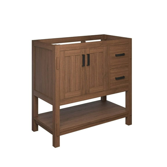 Vanity Cabinet (Sink not included), Walnut, Wood, Mid Century Hotel Bedroom Bathroom, Modern Contemporary HB36103