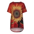 thumbnail image 4 of Hauts d'Été Grande Taille Femmes Mode Décontractée Femmes Été Décontracté Col Rond Manches Courtes Imprimé Hauts Blouse T-shirt Col en V T-shirt Femmes en Solde, 4 of 8