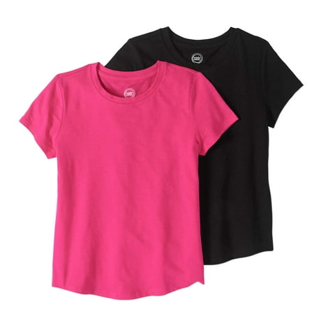 Wonder Nation Girls' Crew Neck T-shirts 2-Pack Set - Walmart.com