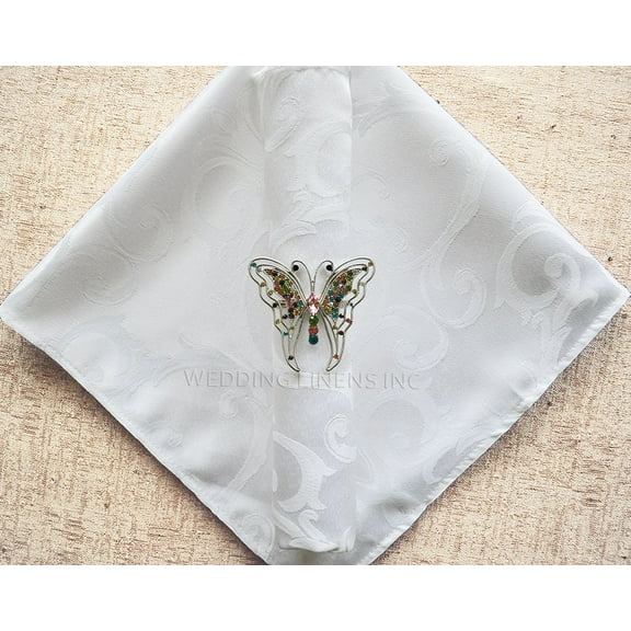 Wedding Linens Inc. (10pcs) 20" x 20" Versailles Chopin Damask Jacquard Polyester Linen Napkins - White