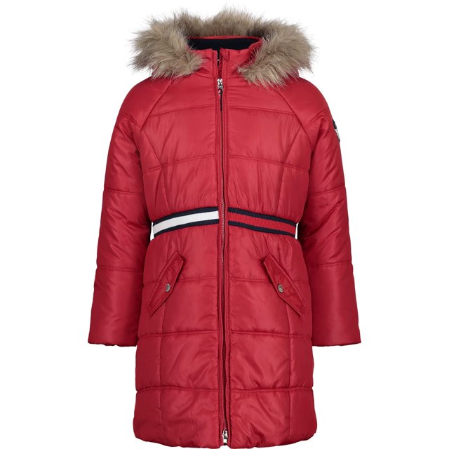 Chaqueta acolchada Tommy Hilfiger para niñas, color escarlata con piel sintética, 11 g, 4