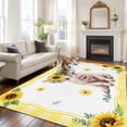 thumbnail image 3 of Cute Pig Washable Living Room Rugs 5'x7', Sunflower Daisy Yellow Plaid Summer Field Low Pile Throw Large Area Rugs Non-Slip Sturdy Edge Binding Carpet for Dining Room Bedside Kitchen, 3 of 9