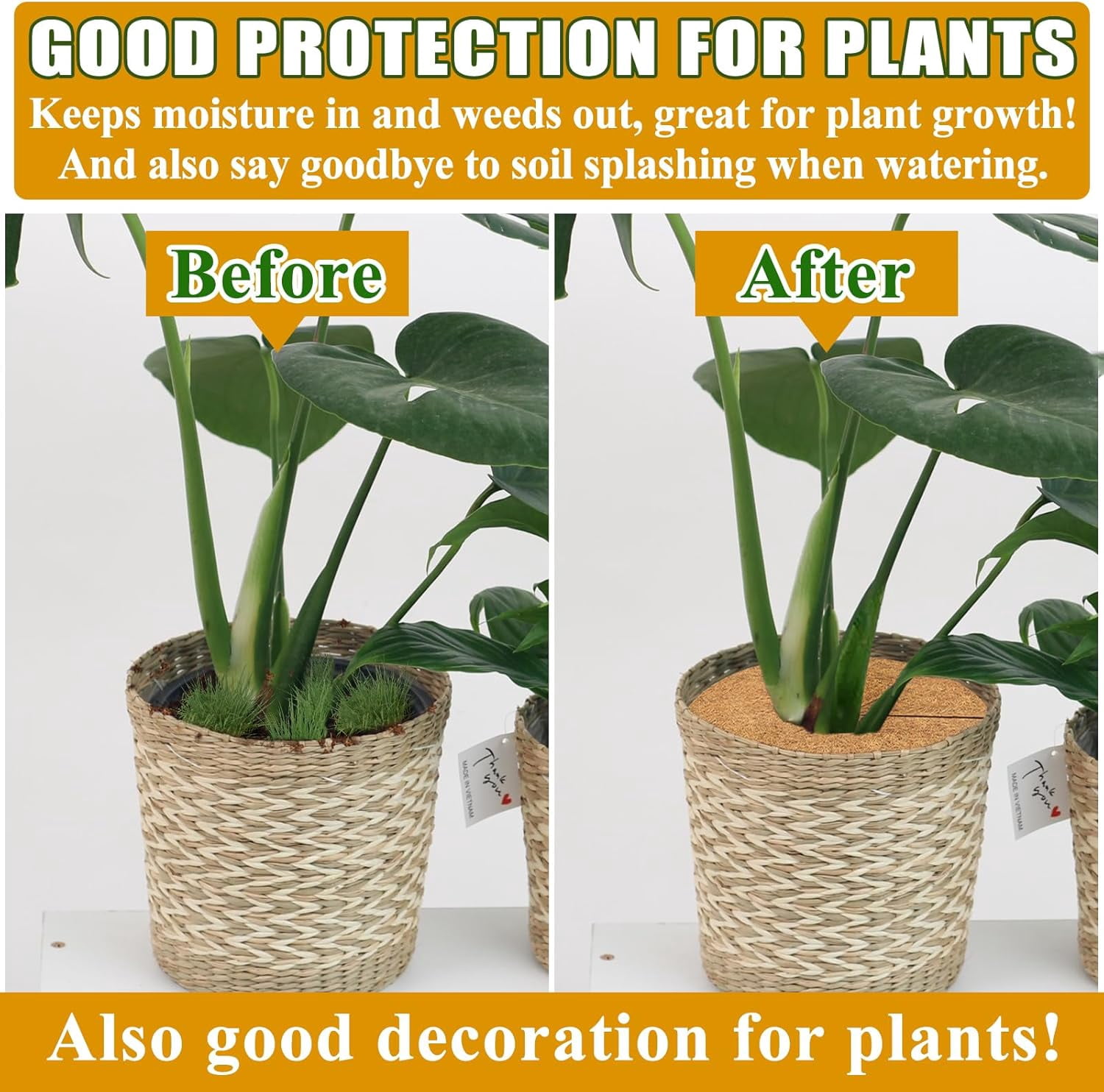 ZeeDix 6 Pcs Coconut Fibers Mulch Ring Tree Protector Mat, 17.8 Inch Coco Coir Tree Protection, Tree Ring Mats Tree Disc Plant Cover for Indoor or Outdoor