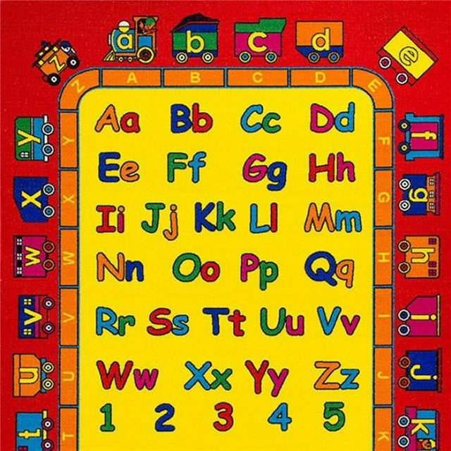 Benzara BM131697 Abbey Contemporary Kids Area Rug Abc with non Slipping Gel Back, Red