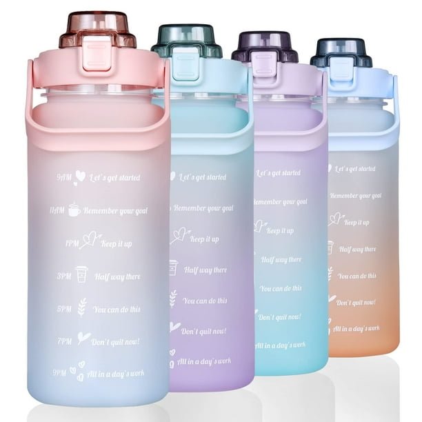 Botella de agua RYI Motivational de 1,9 L con marcador de tiempo con pajita sin BPA