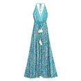 thumbnail image 2 of Women Wild Floral Print Backless Sexy Beach Bohemian Maxi Dress Lady High-Low Tassel Strapless Vacation Boho Dress, 2 of 6