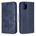 thumbnail image 3 of Allytech iPhone 11 Case (6.1"), Slim Fit PU Leather Folio Butterfly Embossed Shockproof Wrist Hand Strap Flip Cards Holder Wallet Case TPU Back Cover for Apple iPhone 11, Blue, 3 of 8