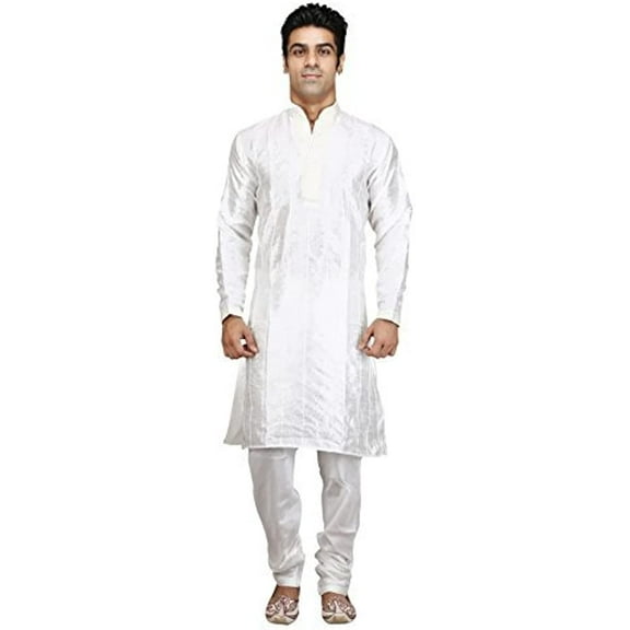 Royal Kurta Men's Silk Blend Kurta & Churidaar Set Beige