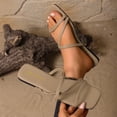 thumbnail image 5 of Domuza Women's Flat Sandals Summer Soft Lightweight Square Open Toe Slides Beach Vacation Pool Casual Home Shower Slipper Camel 9（EU-42）, 5 of 7