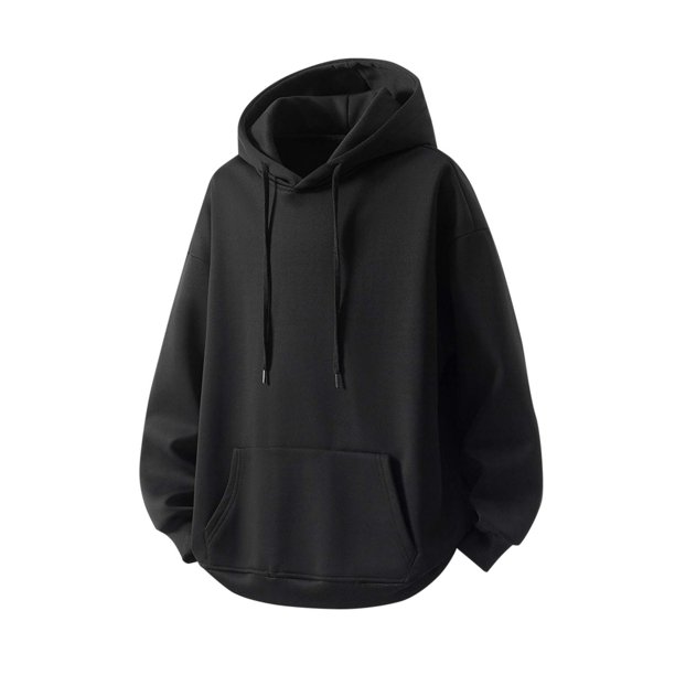 Sudadera con capucha para hombre, informal, de moda, de color liso, con cordón, de manga larga, de poliéster