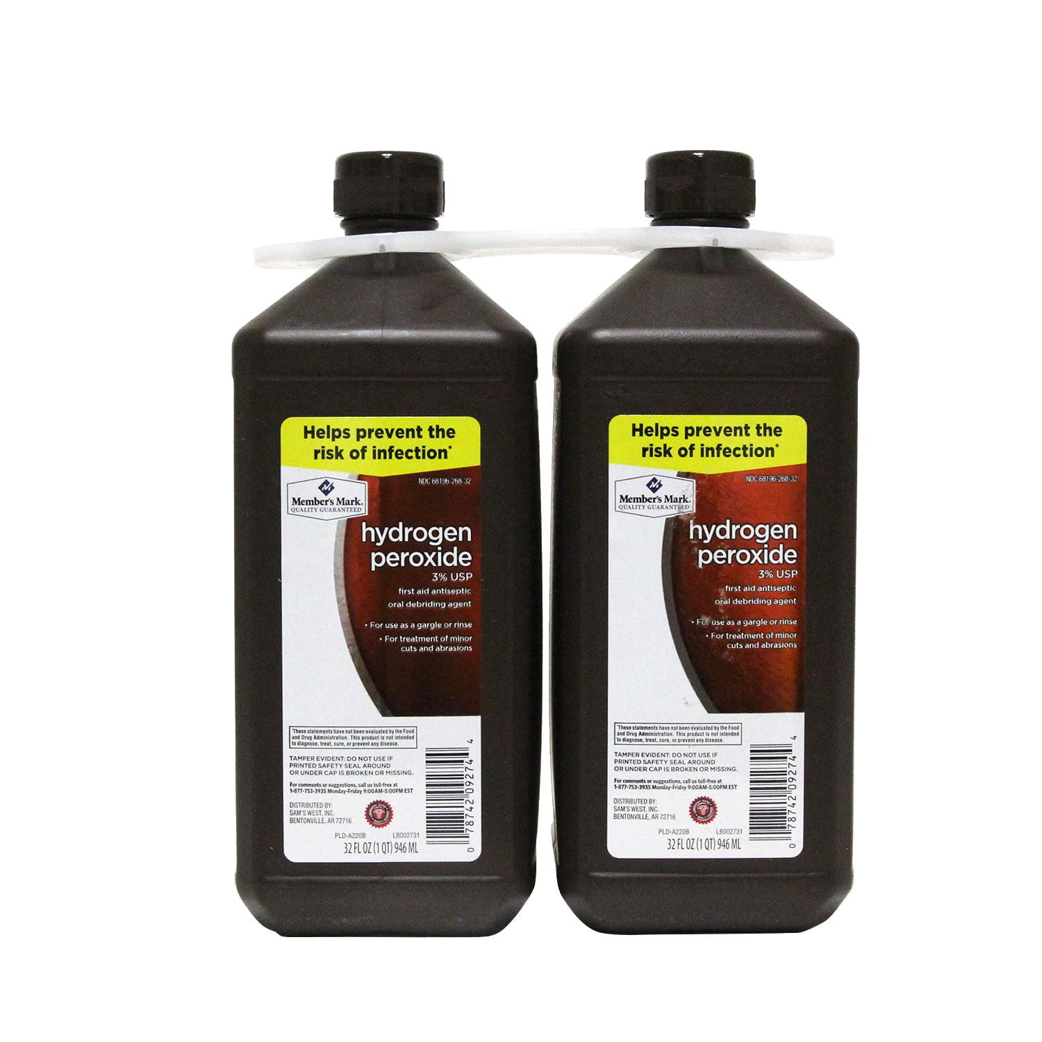 Member's Mark Hydrogen Peroxide, 32 Fl Oz, 2 Ct
