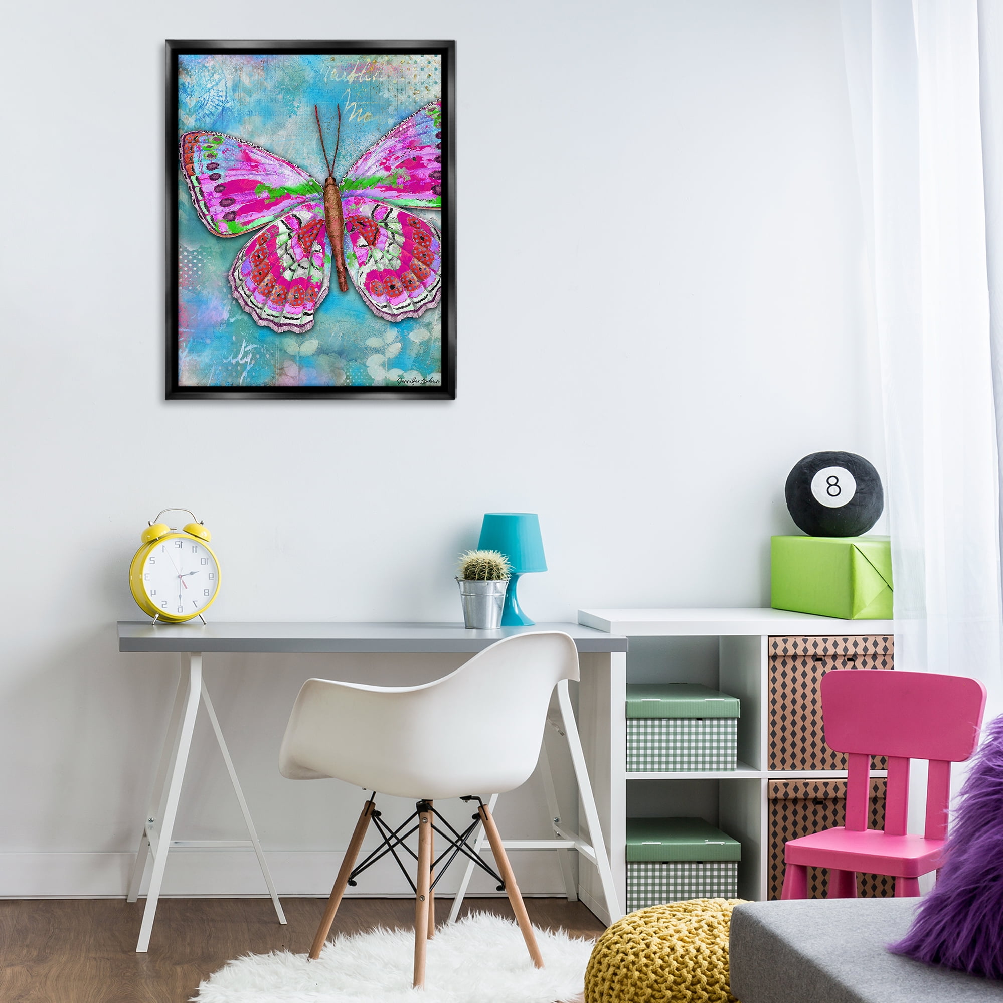 Stupell Industries Garden Party Butterfly Animals Painting Black Floater Framed Canvas Art Print Wall Art, 25 x 31