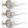 thumbnail image 1 of Satin Nickel Door Handle Interior Brushed Nickel Passage Door Lever for Hall and Closet Keyless Door Lock Set Reversible for Left Right Sided Doors Leverset Handleset, 1 of 7