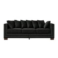 thumbnail image 3 of Modern Design Living Room Sofa Square Armrest with Silver Nails Decoration Upholstered Velvet Couch Apricot (Black), 3 of 11