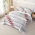 thumbnail image 3 of Erosebridal Rustic Baseball Stitch Quilt King for Boys Men, Wooden Plank Print King Coverlet Set, Red Gray, 3pcs, 3 of 7