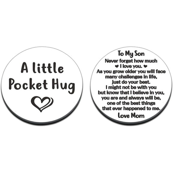 Christmas Gifts for Boys in College, Son Gifts from Mom, Stocking Stuffers for Teen Boys, Christmas Son Gifts, Inspirational Keychain for Boys, Son Pocket Hug Token, Valentines Xmas Gifts for Son