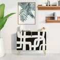 thumbnail image 2 of PixonSign Sideboard Buffet Cabinet, Kitchen Storage Cabinet with 2 Doors, Black & White Polygon Line Zen Style Patterns, Cupboard Console Table for Dining Room - 35" L x 18" W x 29" H, 2 of 5