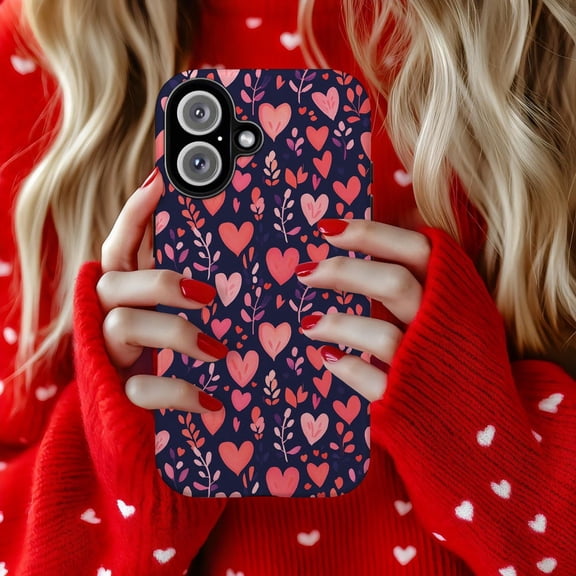 Valentines Day Hearts Floral Romantic Phone Case with iPhone 17 to 11 Pro Max