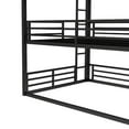 thumbnail image 5 of Queen over Full XL over Queen Size Triple Bunk Bed Frame with Safety Guardrails and Ladder, Heavy-duty Metal Bunk Beds Frame with Noise-reduced Design, Mattress Not Included, Black, 5 of 9