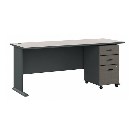 Series A 72W Desk with Drawers in Slate and White Spectrum - Engineered Wood