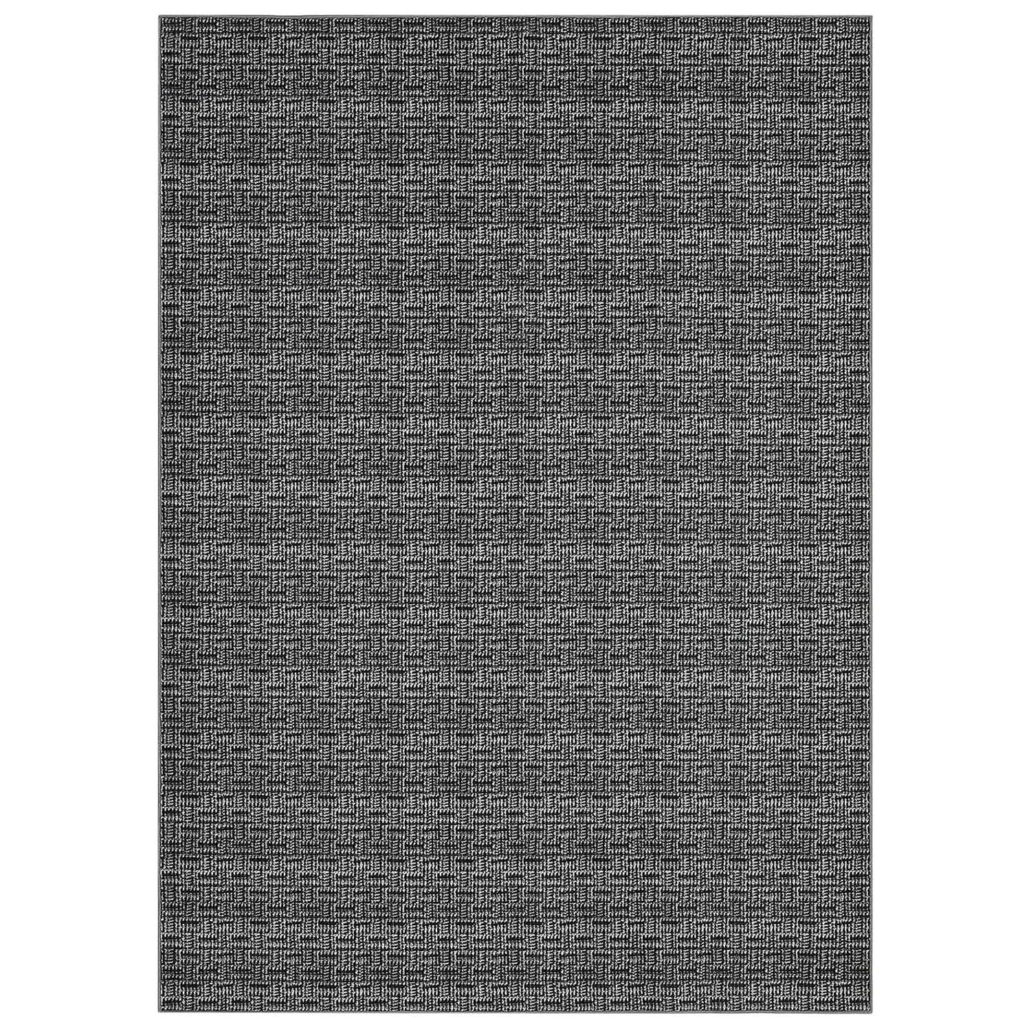 Tzou Washable Area Rugs 5x7 for Living Room, Low Pile Braid Print Indoor Carpet with Non-Slip Backing for Bedroom Dining Room(Black)