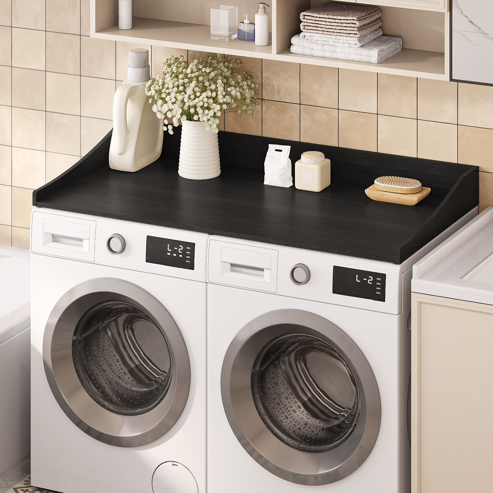 Tarnorci 54"Washer Dryer Countertop with Side Edge for Laundry Room Organization
