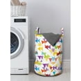 thumbnail image 3 of Colorful Laundry Bag, Various Toned Flags in Triangle Shapes Geometric Birthday Graphic Art Print, Hamper Basket with Handles Drawstring Closure for Laundromats, 13" x 19", Multicolor, by Ambesonne, 3 of 4