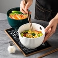 thumbnail image 6 of Ceramic Ramen Noodle Bowl with Matching Chopsticks, Soup Bowls for Udon Soba Pho  Noodles, Dishwasher and Microwave Safe, 28 oz (White), 6 of 6