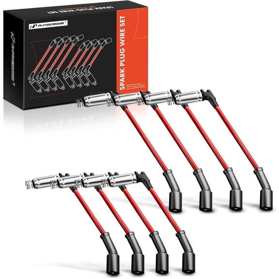 A-Premium High Heat Spark Plug Ignition Wires Set of 8 Compatible with Chevrolet Chevy GMC Silverado Suburban Sierra Tahoe Yukon - V8 Engine
