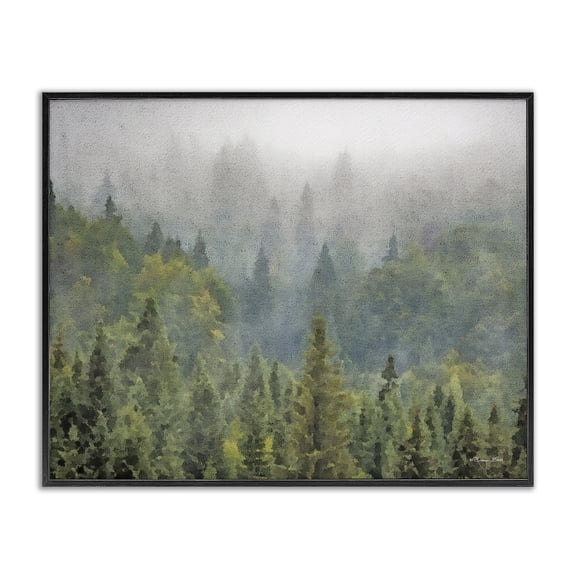 Stupell Industries Farmhouse Foggy Pine Forest Quiet Mountain Woods Atmospheric Black Framed Giclee Art, 14 x 11, by Susan Ball
