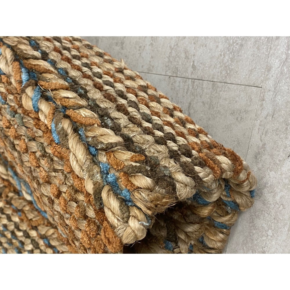 Ox Bay Braided Light Blue 5 ft. x 7 ft. Hand-Woven Natural Jute Area Rug