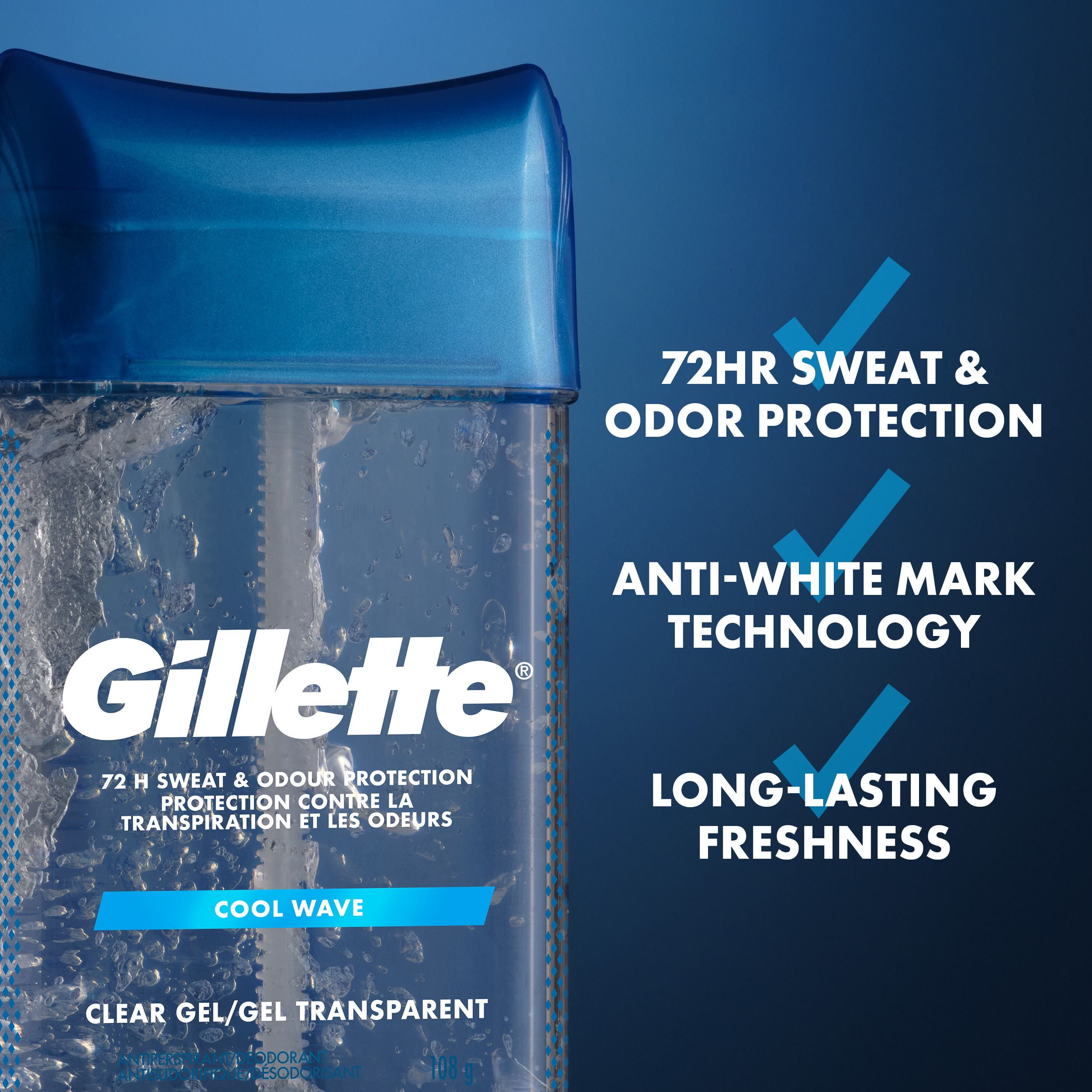 Gillette Antiperspirant and Deodorant for Men, Clear Gel, Cool Wave, 108g
