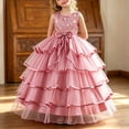 thumbnail image 6 of Zpanxa Girls Summer Dress Girls' Sleeveless Pink Embroidered Dress Bow Tulle Skirt Formal Holiday Flower Girl Gown, 6 of 9