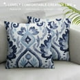 thumbnail image 3 of Nawypu  Sofa Decoration Pillowcases Blue and White Ikat Square Cushion Case Throw Pillow Covers Double Sides Print, 3 of 5