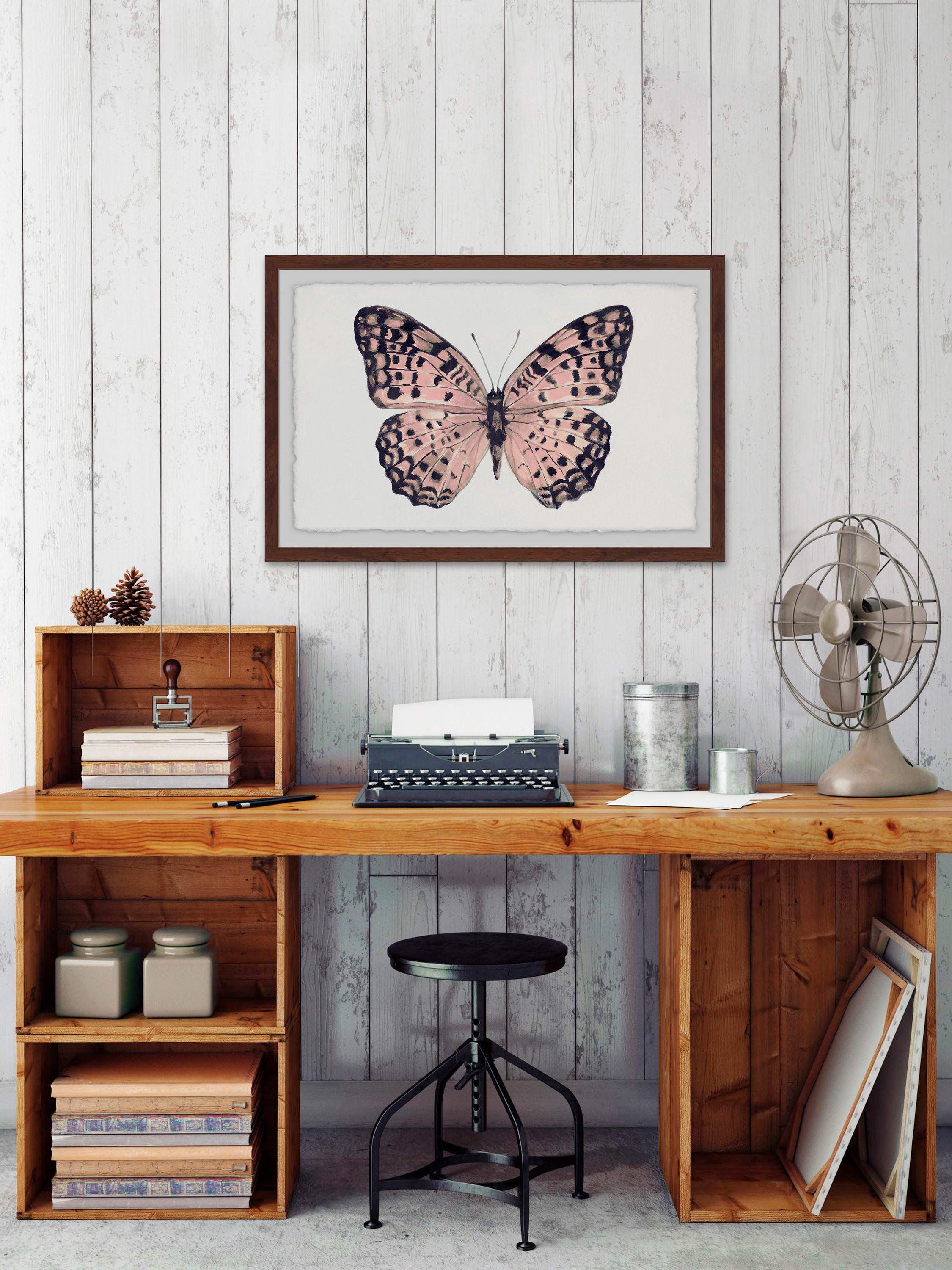 Pink and Black Wings Framed Painting Print