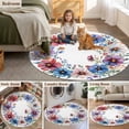thumbnail image 6 of Spring Flower Wreath Round Area&nbsp;Rug 4ft Country Watercolor Purple Blue Floral Bud Leaf Non-Slip&nbsp;Washable Circle Rugs Soft Felt Indoor Floor Mat for Bedroom Kitchen Living Room Bathroom, 6 of 9