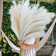 Scidweet 8Pcs Faux Pampas Grass, 38/3.1FT Tall Artificial Fake Pampas Grass Floral for Home Floor Vase Boho Farmhouse Wedding Decor (Cream/Beige)