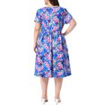 thumbnail image 3 of Agnes Orinda Women's Plus Size Dress Floral Print Crew Neck Tulip Short Sleeve Flowy Summer Midi A Line Dresses with Pocket 3X Blue Purple, 3 of 6