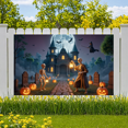 thumbnail image 5 of Spooky Scene Halloween Banner Gothic Theme Pumpkin Lantern Skeleton Design Cemetery Setting for Halloween Party Event Decor, 5 of 5