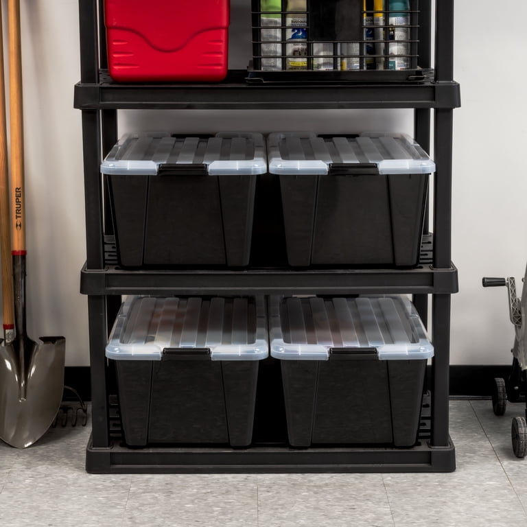 11 Gallon Stackable Plastic Storage Bins with Lids, 4 Pack photo 2