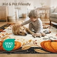 thumbnail image 4 of ODIKA 4'x6' Washable Area Rug Stain Resistant, Low Pile, Easy Care Halloween Door Striped Boho Pumpkin Motif Farmhouse Fall Border for Dorm Room, Small Living, 4 of 7